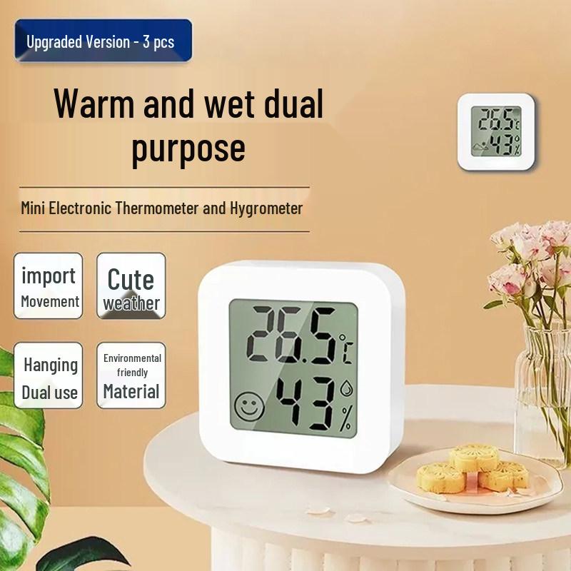 Wall-Mounted Household Indoor Thermometer & Hygrometer with Height Electronic Display for Nursery, Air, and Refrigerator Temperature Monitoring