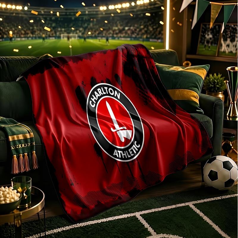 Charlton FC Crest Throws Blanket Flannel Blankets Plush for Couch Bed Gifts for Men Women Travel picnic blanket Christmas fan gifts