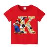New 100%Polyester T-shirts for Children Cartoon English Letters Graphic T-shirt Boys Casual Short-sleeved Tops Kids Clothes