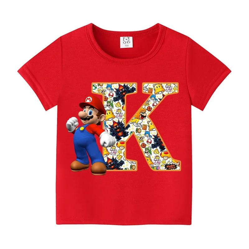 New 100%Polyester T-shirts for Children Cartoon English Letters Graphic T-shirt Boys Casual Short-sleeved Tops Kids Clothes