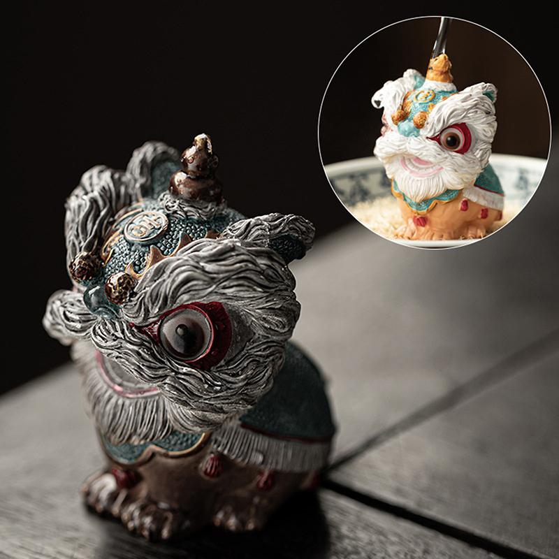 Color-changing Tea Pet, Lion Dance, Auspicious Tea Table Decoration, Lion Dance, New Chinese Style Home Tea Pet, Lucky Doll