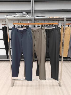 Herenbroek met elastische slim fit pasvorm, casual model: Veelzijdige, plus-size broek met rechte pijpen voor lente en herfst 2025.