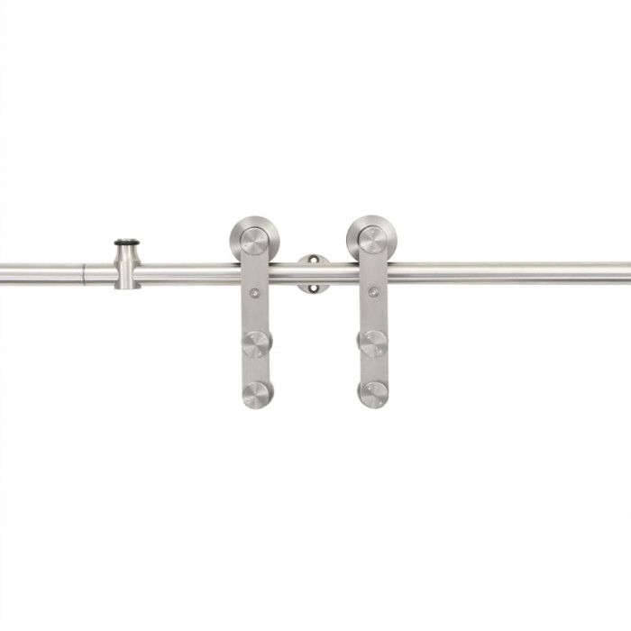 VidaXL Kit fixation porte coulissante 183 cm Acier inoxydable Argenté