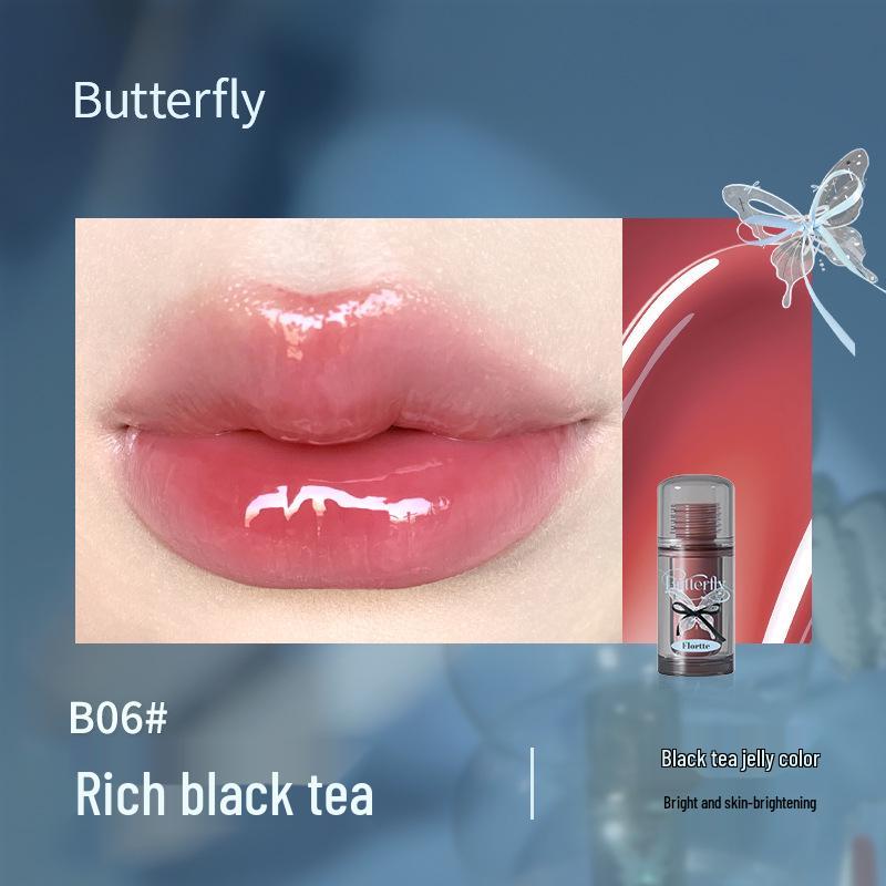Translucent Glass Lips: FLORTTE Floria Butterfly Lip Essence Gloss Lipstick for Women