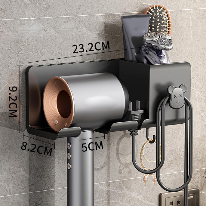 Hair Dryer Holder Wall Mounted Hair Tool Organizer 3-in-1 Blow Dryer Holder Rack for Bathroom Organizer