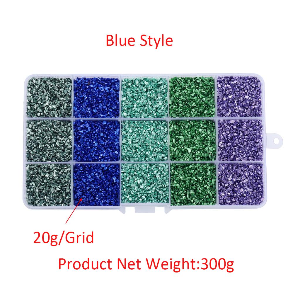 

300g/Box Broken Glass Metal Crushed Stones Resin Fillings Kit for DIY Epoxy Resin Mold UV Crafts Filler Nail Art Decoration Set