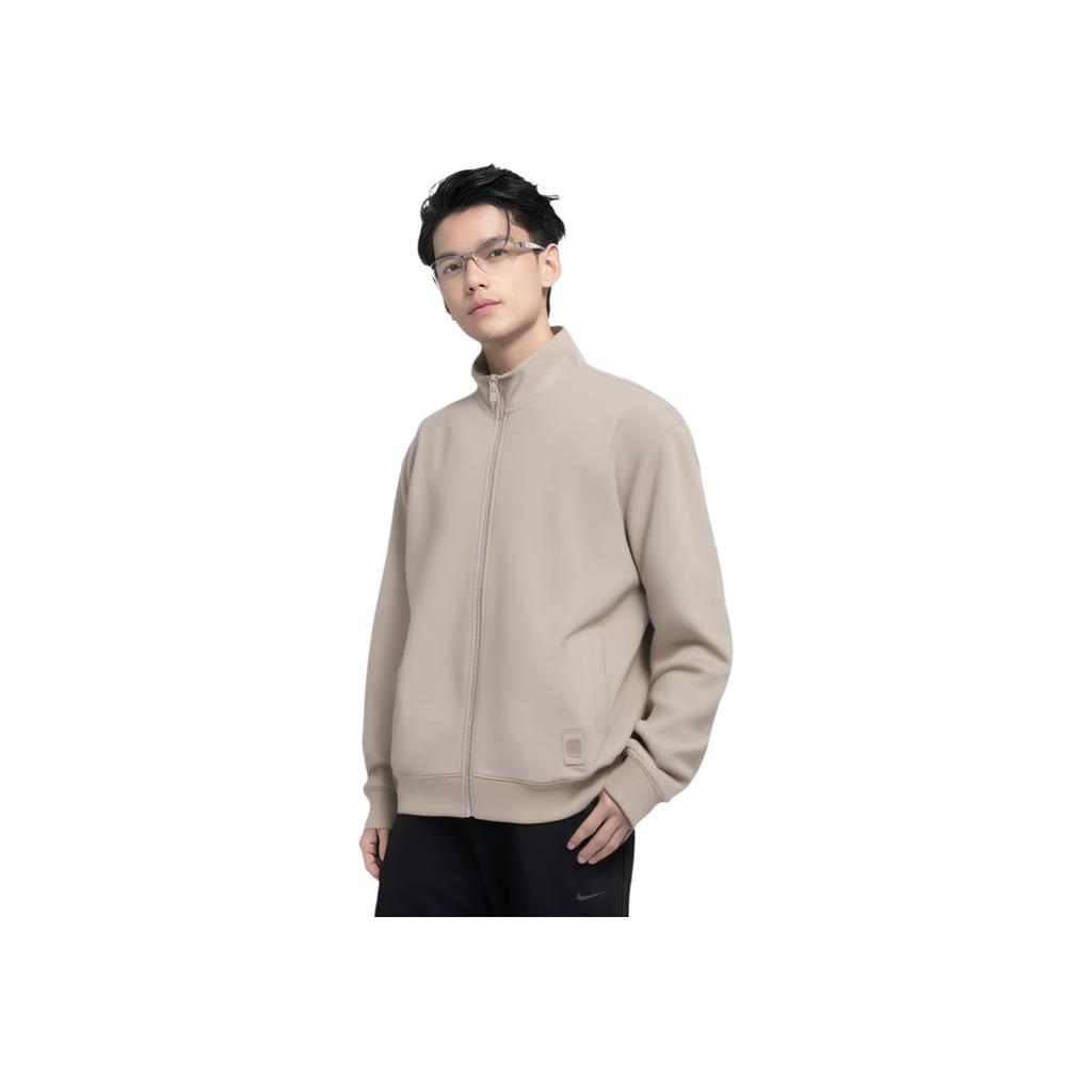Li Ning Sports Trend Series Solid Color Zipper Stand Collar Comfortable Breathable Loose Sweatshirt Men Sweatshirt Khaki AWDU847-1