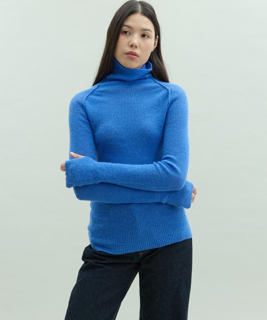 Diito Alpaca Ribbed Turtleneck [Blue]