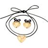 Fashionable Women's Sturdy Alloy Necklace and Heart Pendant With Comfortable Flocking Chain Designs Casual Wear