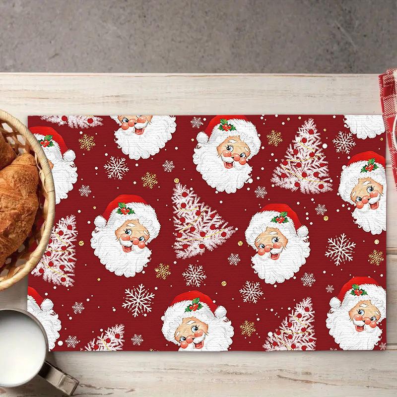 Weihnachts-Platzsets Baum-Muster Tischsets Hitzebeständige Leinen-Platzsets für Esszimmer- und Küchendekor für Festtagsmahlzeiten, Zusammenkünfte, Partytisch