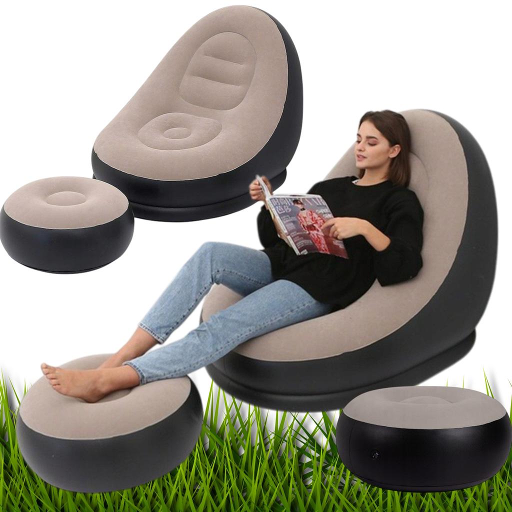 Inflatable Armchair with Footrest, Garden Beach Lounger