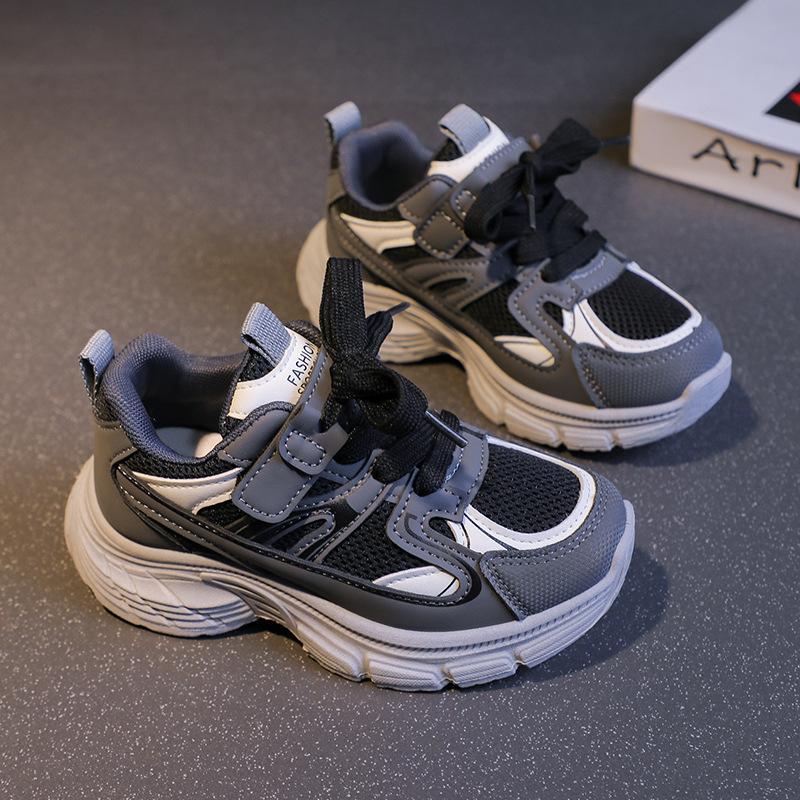 

Детская осенняя новая спортивная обувь для мальчиков и девочек, кроссовки для бега, кожаная сетка, мягкая подошва, универсальная, для детей среднего и старшего возраста, отцовская обувь, иностранная тра 26-31 yards FCL shot 48 pairs