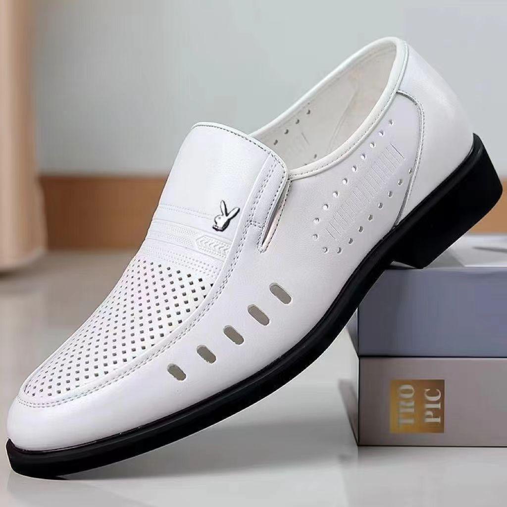 

Мужская универсальная корейская версия весенне-летней новой кожаной обуви, британская мода, модная мужская обувь, деловая обувь, повседневная обувь с полой подошвой 38 белый