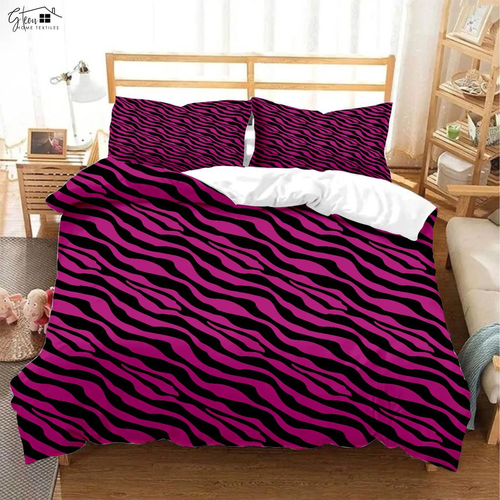 Leopardenmuster Schwarzweiß Kuhmuster Tierfell 3D-Druck Bettbezug Bettwäsche-Set Bettbezug Kissenbezug Dreiteiliges Set