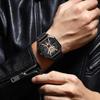 POEDAGAR Mode Herren Armbanduhren Luxus Chronograph Leuchtende wasserdichte Datumsuhr Quadratisches Zifferblatt Leder Quarz Business Uhren