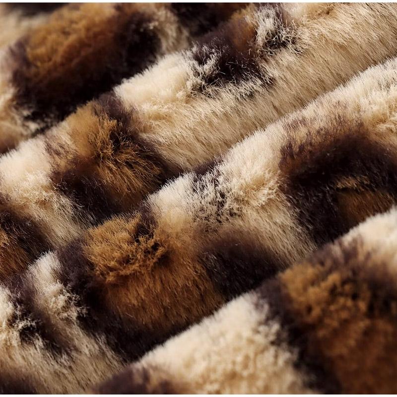 Volné kabáty z umělé kožešiny s leopardím potiskem Ženy Vintage Kožešiny s klopou Kapsa tlustší Podzim Zima Módní Dámský kabát