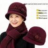 Women's Knitted Wide-Brimmed Bucket Hat, Windproof & Warm, for Middle-Aged & Elderly, Autumn/Winter Velvet Wool Hat.