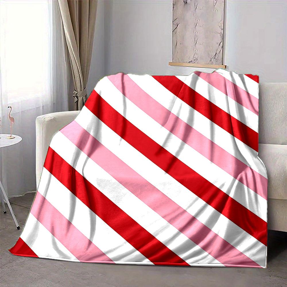 1pc Red Stripes Blanket Warm, Cozy, And Soft, Suitable for Sofas, Beds, Cars, And Office Use.Perfect for Camping And Travel, Making It a Great Gift fo