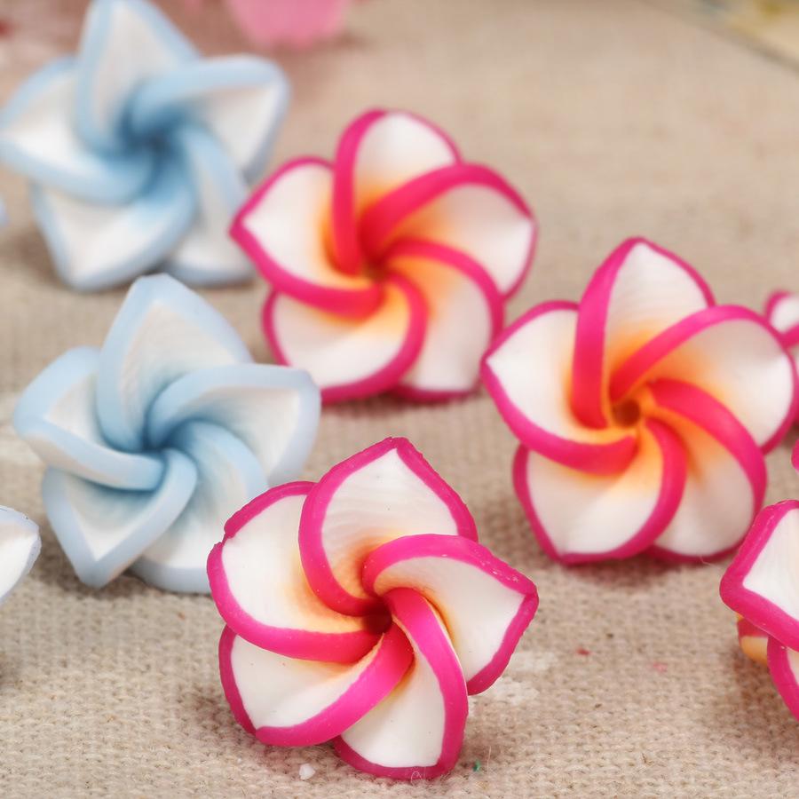 15mm Polymer Clay Plumeria Egg Flower Beads for DIY Bracelet and Necklace Jewelry Making