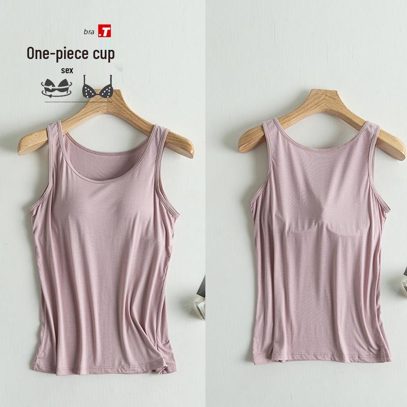 Kubek na pięć palców Damski modalny top na ramiączkach: Camisole z wbudowanymi wkładkami na biust