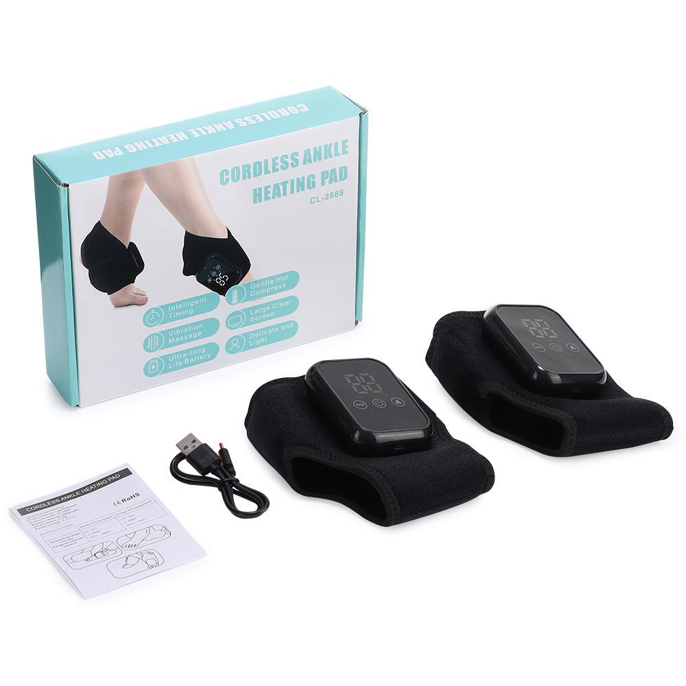 Cordless Electric Ankle Heating Pad Rechargeable Vibration Foot Ankle Massager Hot Compress Ankle Joint Therapy Device