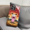 Coque de téléphone CARTOON COURAGEOUS pour Iphone 17 Air 16 15 14 12 11 13 Pro Max Mini X Xr Xs Puls Housse en Verre Noir
