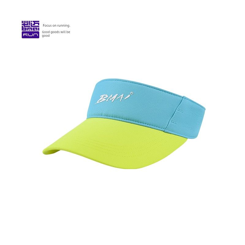 

Bimai Running Racing Topless Hat Wang Spring and Summer Sun Protection Breathable Hat Quick-Drying Versatile Outdoor Sports Cap Island Blue and Firefly Yellow (2025 New Color) L