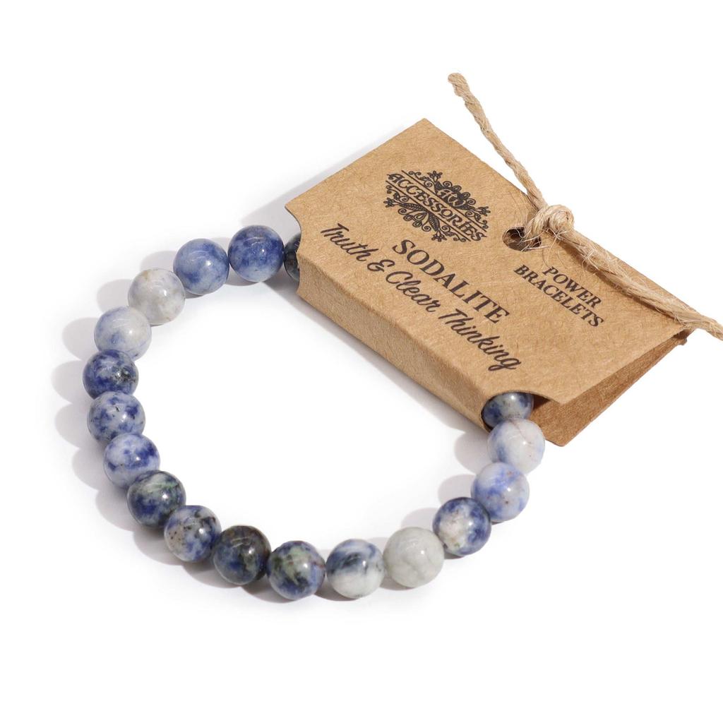 Sodalite Gemstone Beaded Stretch Bracelet, 8mm