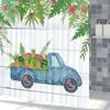 Summer Watermelon Truck Shower Curtain Tropical Palm Leaves Home Kitchen Bath Partition Waterproof Hanging Curtain With Hooks