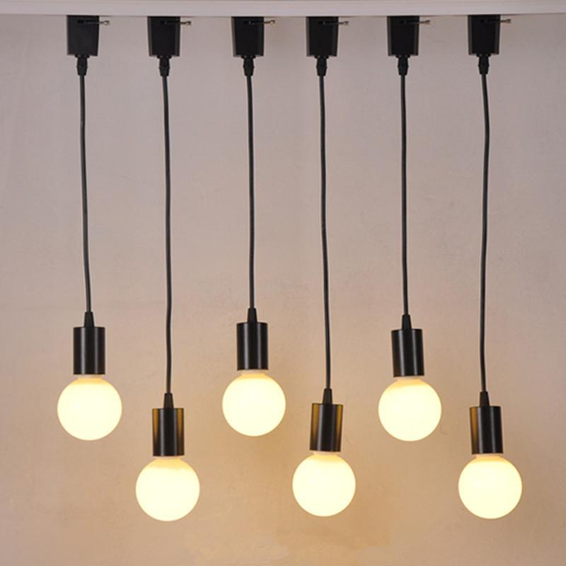 Track Light Aluminum Rail Track Hanging Lamp E27 Lamp Kitchen Lighting Loft Dining Room Lamp Led Bulbs Pendant Lamp Wire