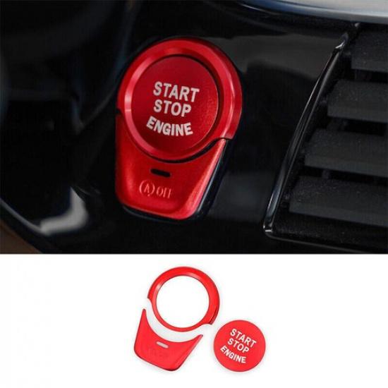 For BMW 7 Series 2016- Red Aluminum One-Button Start Switch Cover Trim 3PCS