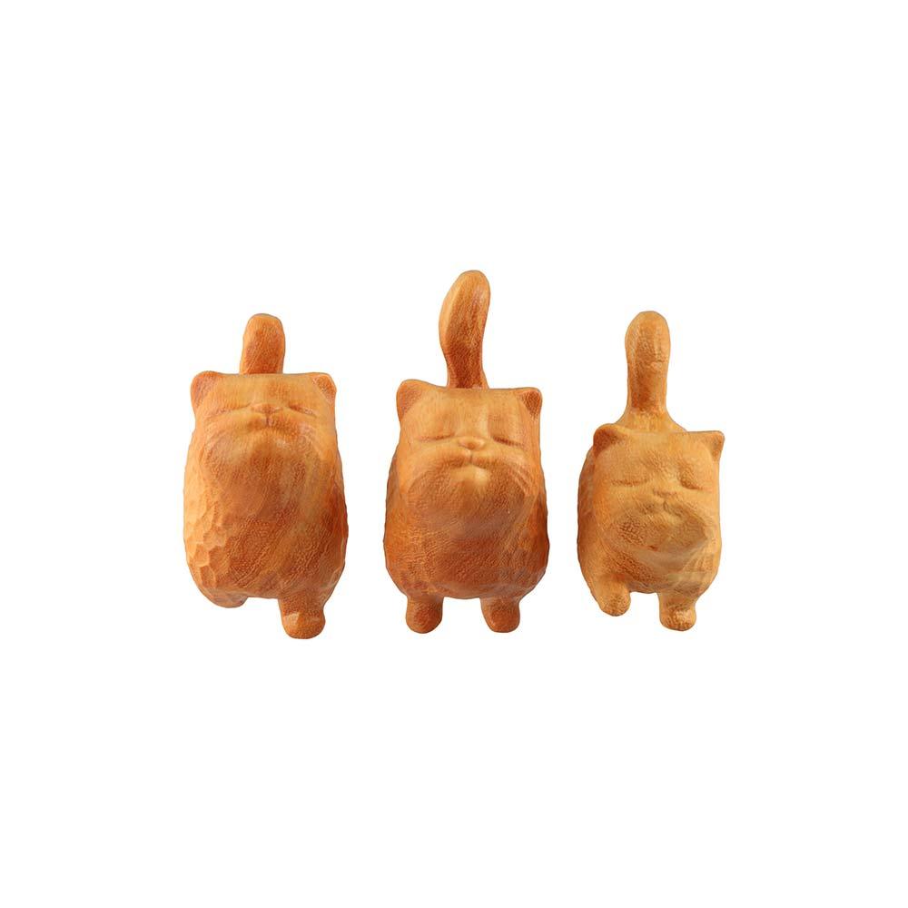 Tiny Wooden Cat Statue Hand-carved Animal Figurine Cat Model Crafts Cat Sculpture  Kids Gifts
