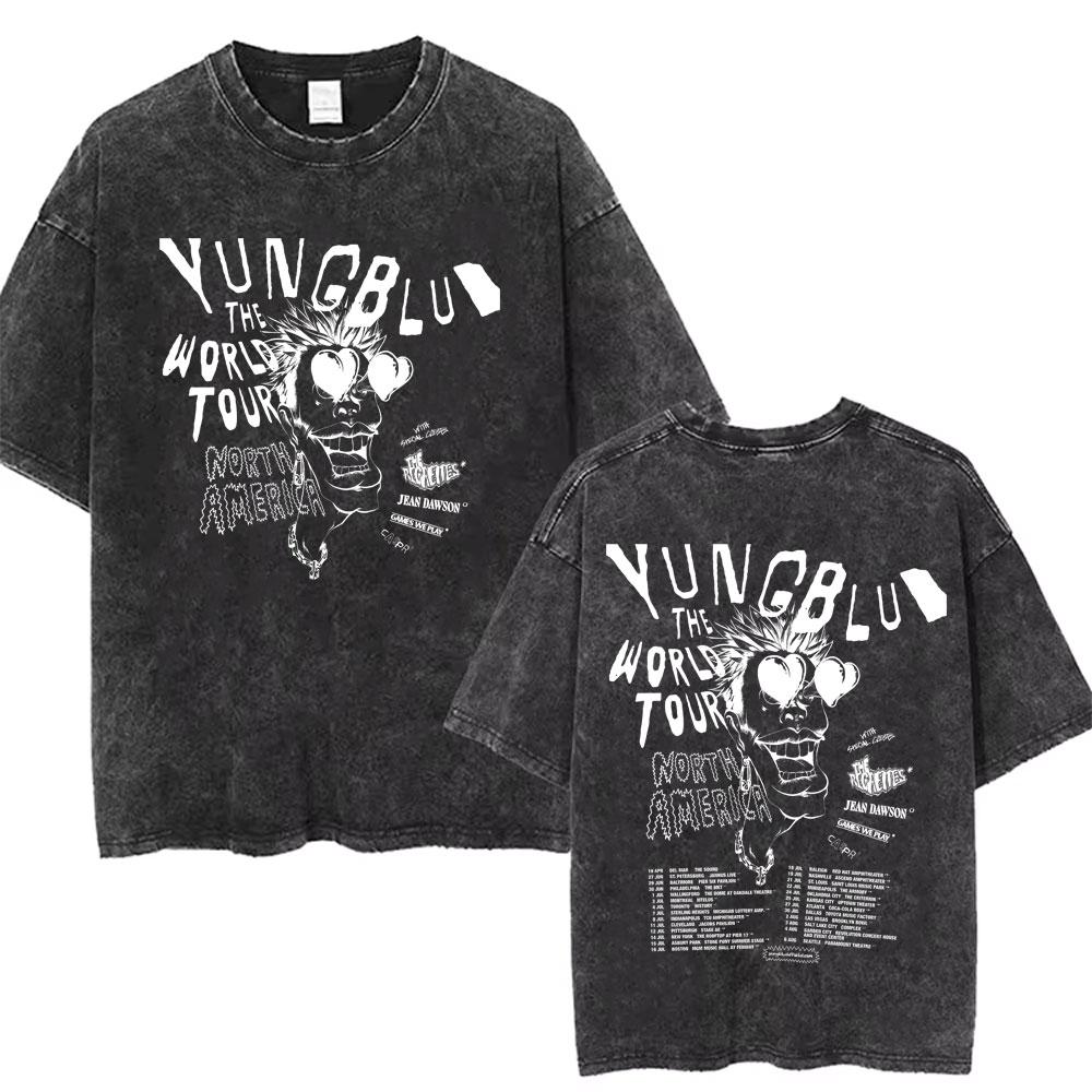 Women Washed Vintage Yungblud Skeleton Graphics T-Shirt Women Alternative Rock Oversized T Shirt Short Sleeve Streetwear