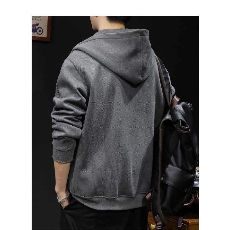 Men Zipper Hooded Open Cardigan Sweatshirt Loose Plus Size Casual Sports Outerwear