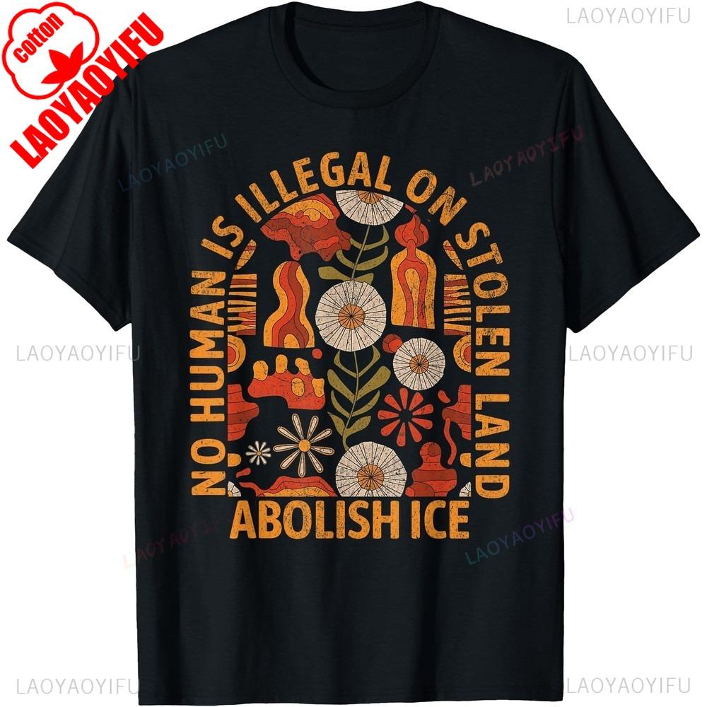 Retro Abolish Ice Subtle Protest Resist Support Immigrants Unisex TShirt Summer Breathable Camisetas Nostalgia Retro Tops S