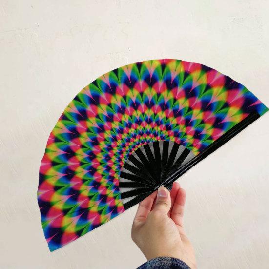 Skládací ventilátor Robustní vějířová kost s vynikajícím vzorem Jasná barva zářící ve tmě Festivalové představení pro párty