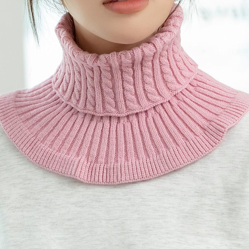 1Pc Solid Color Fashion Knitted Windproof Women Detachable Fake Collar Warmer Neck Turtleneck