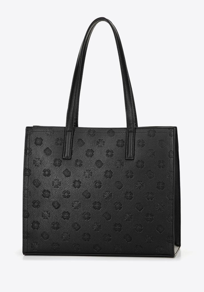 Wittchen Women's Eco-Leather Shopper Bag With Embossed Signature, Black, Eco-Leather