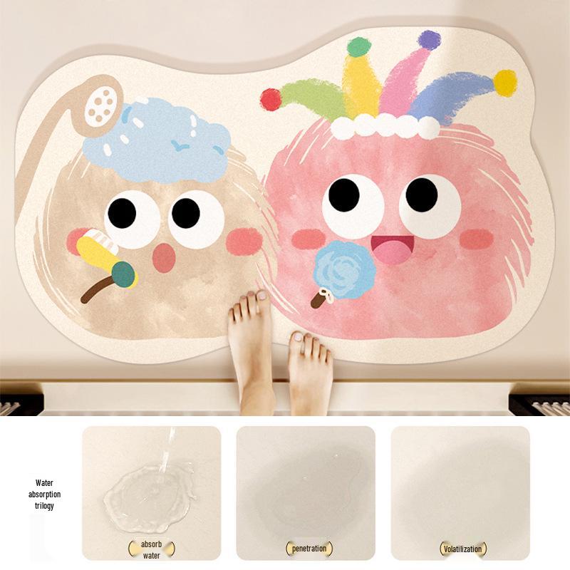 Cartoon Diatom Mud Non-Slip Quick-Drying Bathroom Mat