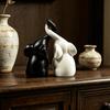 Elephant Figurines Loving Gifts for Couples, Wedding Anniversary Modern Elephant Sculpture Ornament for Home Decor Living Room Shelf Decoration,