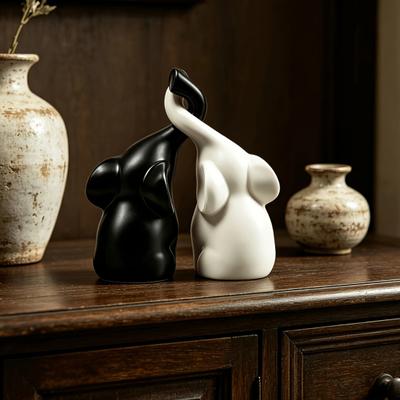 Elephant Figurines Loving Gifts for Couples, Wedding Anniversary Modern Elephant Sculpture Ornament for Home Decor Living Room Shelf Decoration,
