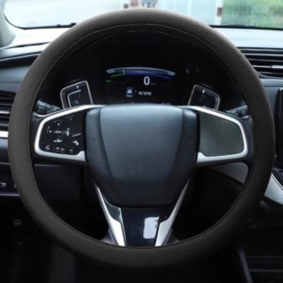 Universal Car Steering Wheel Cover Anti-Slip Leather Texture Soft Silicone Car Steering