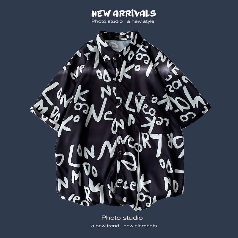 Camisa de Verano Coreana Retro Floral Holgada para Pareja - Top de Manga Corta para Hombre a la Moda