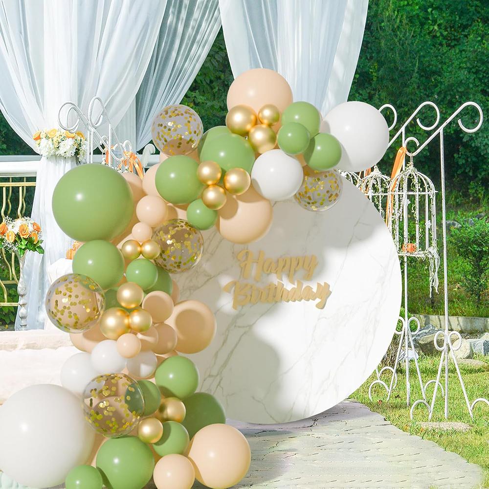 Avocado Green Theme Balloons Garland Green Skin White Gold Confetti Ballon Arch Kit Baby Shower Birthday Party Decoration Globos