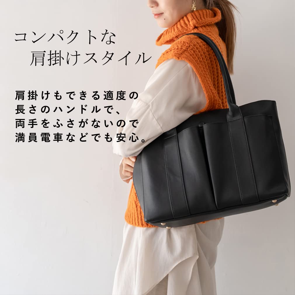 VITAFELICE Women's Front Pocket Tote Bag vsib-21c46p (Light Gray)