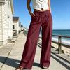 Women's Casual Color Wide Leg Pants Relaxed Loose Fit Trousers for Everyday Wear
