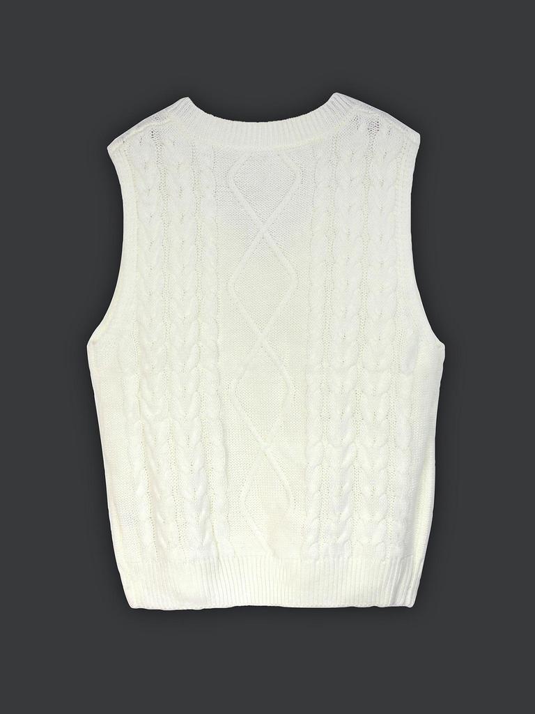 European and American Women's V-Neck Sleeveless Twisted Sweater Vest
