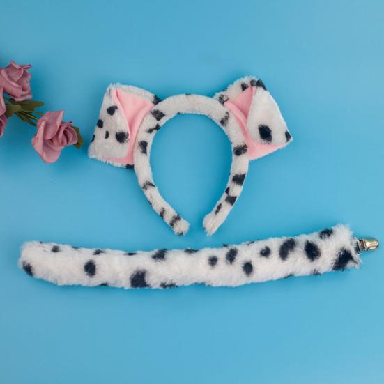 Lot de 2/3/4 cerceaux à cheveux pour oreilles de chien pour adultes et enfants, en peluche, rembourrage en coton, nez, queue, nœud papillon, costume de Cosplay, cadeau de fête d'Halloween de Noël