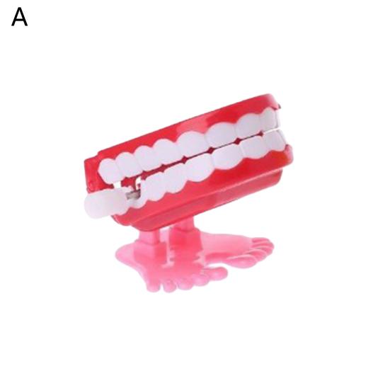 Chattering Teeth Wind-up Toy Clockwork Spring Cartoon Jumping Teeth with Eyes Joke Toy Christmas Goodie Bag Stuffers Kids Adults Gag Gifts
