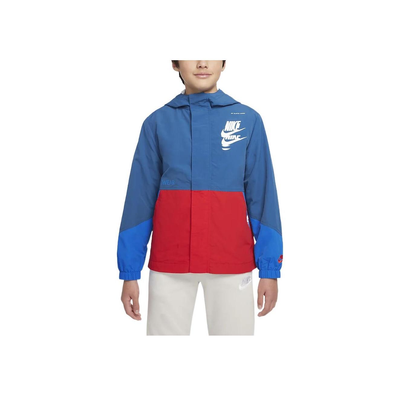 

Nike Kids Full-Length Zipper Color-Block Hooded Jacket Kids Jackets Dark-Coastal-Blue DZ7291-407 XL